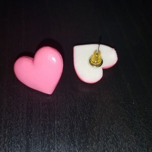 Pink heart earrings